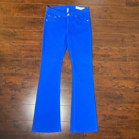RAG & BONE Designer Denim Elephant Bell Jeans Cobalt Mid Rise Flare Size 29 - Picture 3 of 12